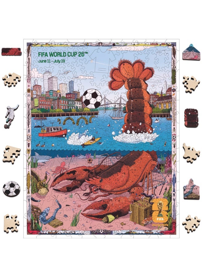 FIFA World Cup FIFA Official Licensed World Cup 2026 Host City Boston Illustration Wooden Jigsaw Puzzle 200 Pieces - Image 1